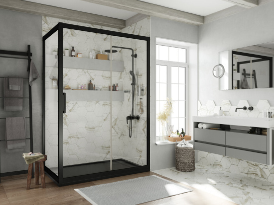 Душевой уголок Stworki Эстерсунд 110x90 см профиль черный матовый