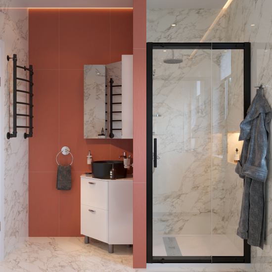 Тумба с раковиной Stworki Лунд 60 белая, Rotenburg 40 черная