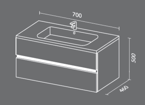 Тумба с раковиной Sanvit Кубэ-2 70 белый глянец