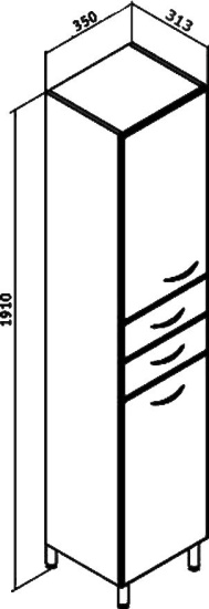 Пенал Runo Универсальный 35 R с бельевой корзиной