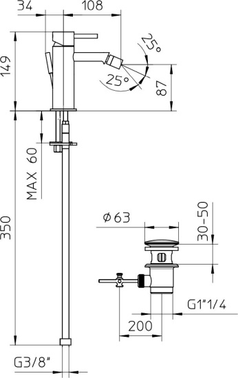 Смеситель для биде Bossini OKI Z005401.030