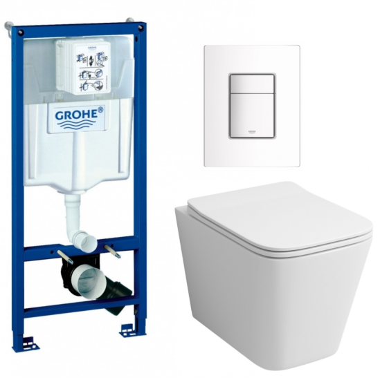 Инсталляция Grohe Rapid SL 38772001 с кнопкой + унитаз подвесной Vincea Q-Line VT1-12T