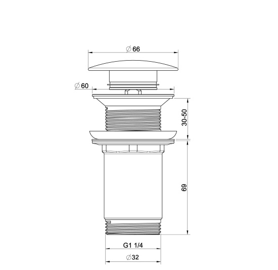 Донный клапан для раковины Wonzon & Woghand WW-88SS09-CR