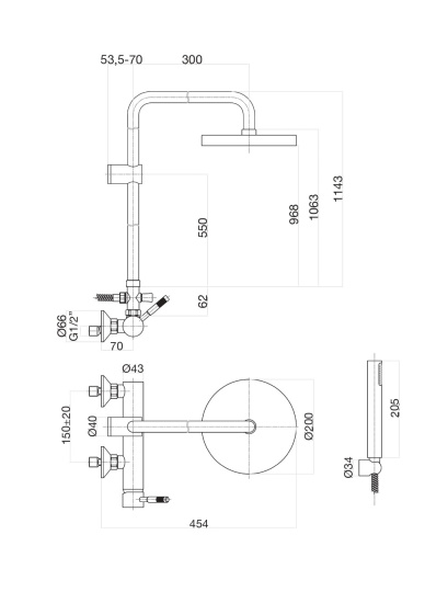 Душевая стойка Fiore Xenon 44NN5168 черная