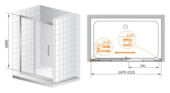 Душевая дверь в нишу Cezares Premier Soft W BF1 150 C Cr IV