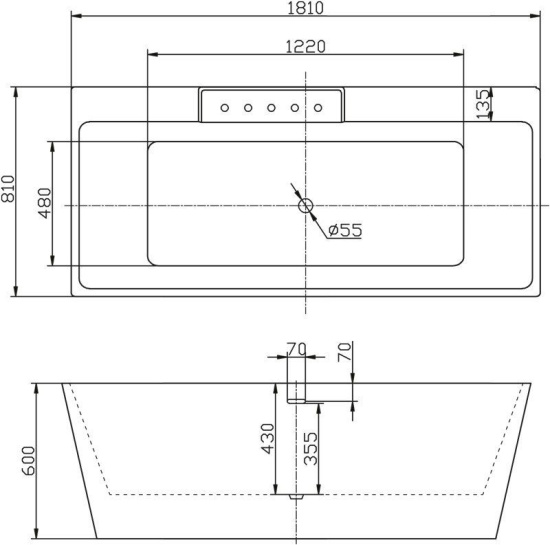 Акриловая ванна BelBagno BB19 180 см