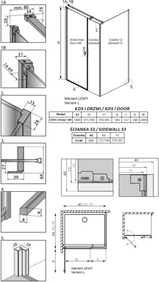Душевой уголок Radaway Nes KDS I 100x80 L