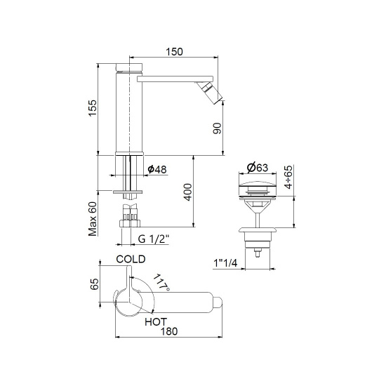 Смеситель для биде Webert Coral CO840102015, хром
