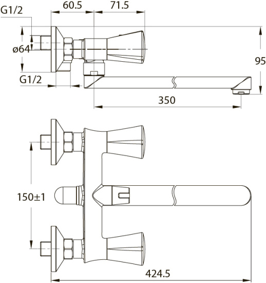 Смеситель для ванны Iddis Bounce BOUSBL2I10WA универсальный