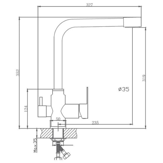 Смеситель для кухни Haiba HB76802 с подключением фильтра