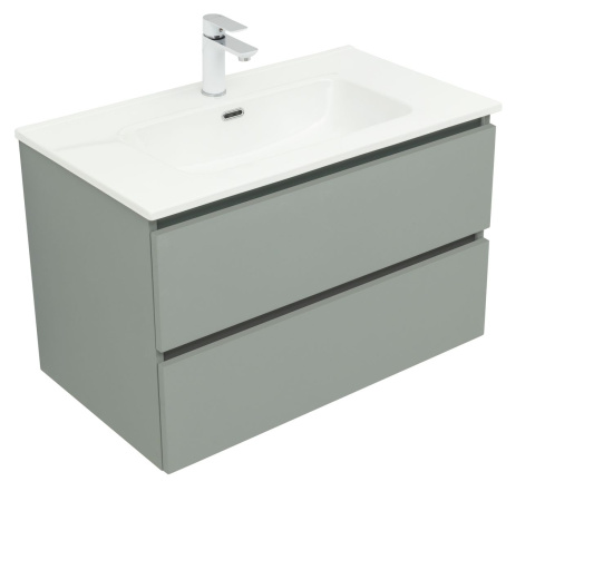 Тумба с раковиной Aquanet Вега 2.0 80 2 ящика, мисти грин, раковина Flat