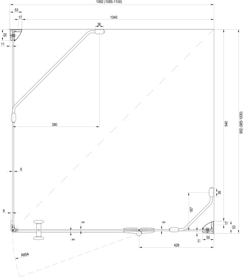 Душевой уголок Ravak SMSD2 110х100 B R Transparent, профиль хром