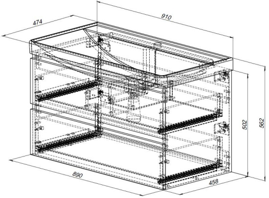 Тумба с раковиной Aquanet Вега 2.0 90 2 ящика, мисти грин, раковина Ирис