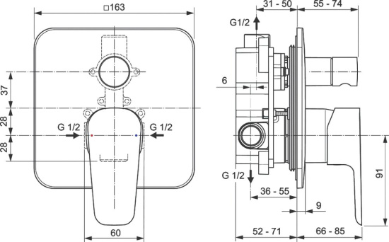 Душевая система Ideal Standard Esla BD002XC с внутренней частью