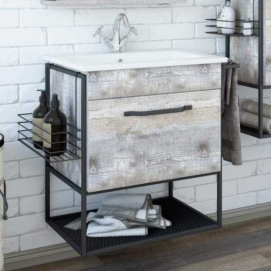 Мебель для ванной Sanflor Бруклин 60, бетон пайн экзотик