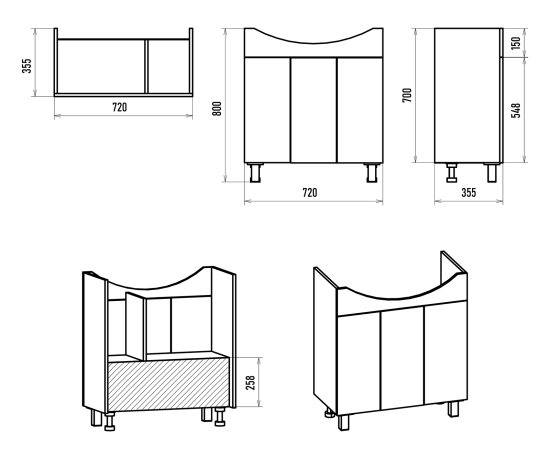 Тумба с раковиной Misty Изео 75