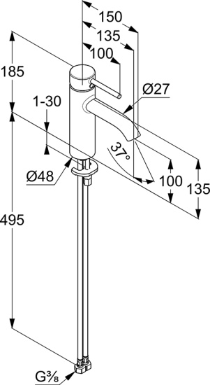 Смеситель для раковины Kludi Bozz 382820576