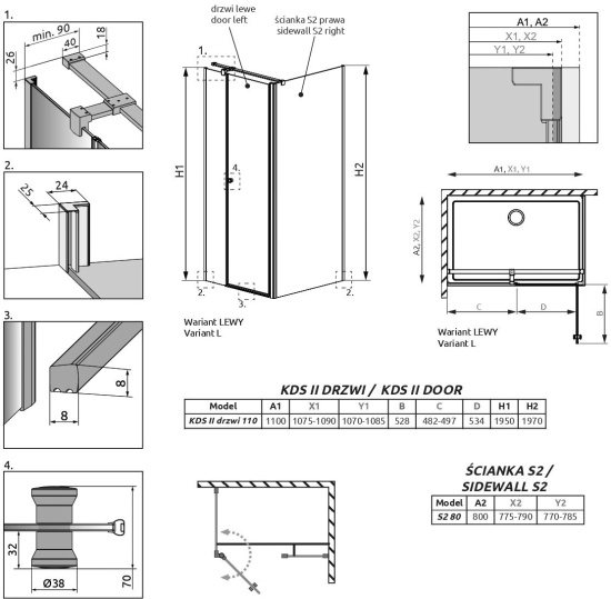 Душевой уголок Radaway EOS KDS II 110x80 L