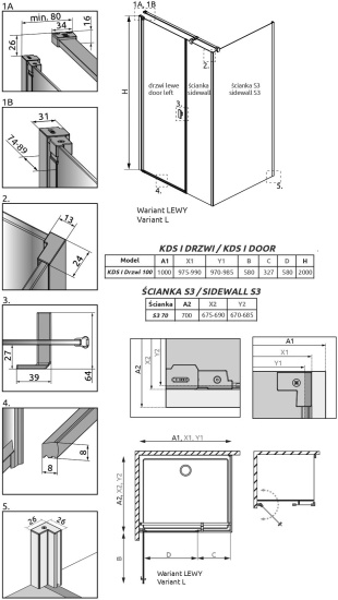 Душевой уголок Radaway Nes KDS I 100x70 L