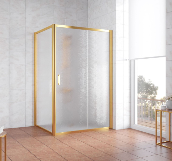 Душевой уголок Vegas Glass ZP+ZPV 140*80 09 02 профиль золото, стекло шиншилла