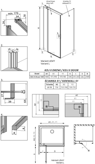 Душевой уголок Radaway Nes KDJ II 100x75 L