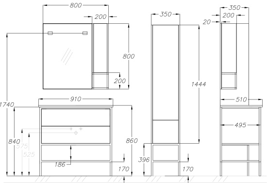 Зеркало Opadiris Треви 60 серый