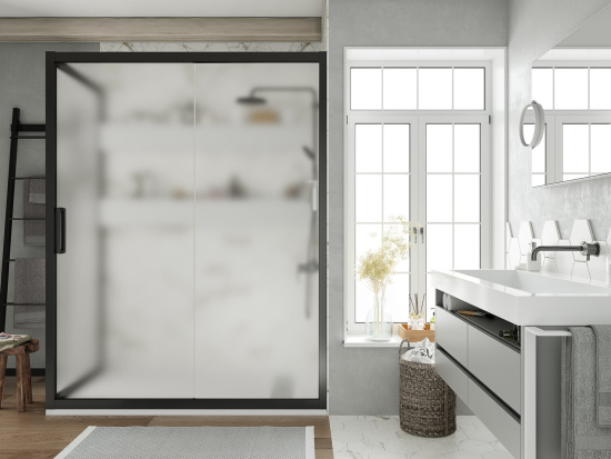 Душевой уголок Stworki Эстерсунд 110x80 см профиль черный матовый, стекло матовое