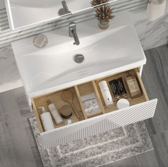 Тумба с раковиной Velvex Edge 70.2Y напольная, белая