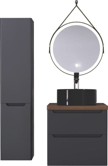 Мебель для ванной Jorno Wood 60, серая, темная столешница