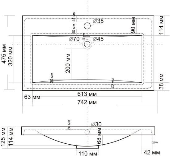 Тумба с раковиной Misty Алиса 75 напольная, белая