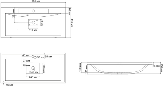 Мебель для ванной Misty Амбра 100 2 двери, 2 ящика
