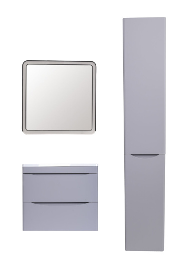 Тумба с раковиной Style Line Бергамо мини 60 2 ящика Люкс антискрейтч серая, Plus подвесная