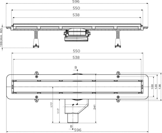 Поддон для душа Pestan Confluo Board 40007821BG 90x90, под плитку со встроенным лотком, решетка черный глянец