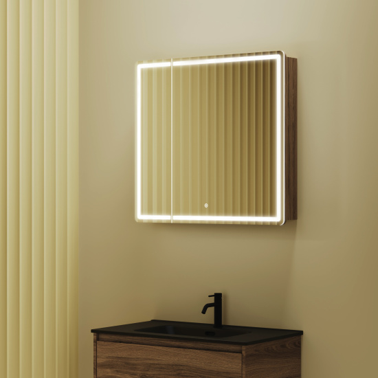 Зеркало-шкаф Sancos Mirror 80 дуб чарльстон, с LED подсветкой
