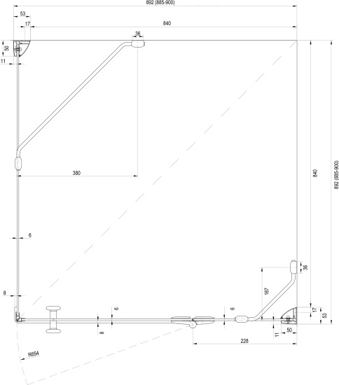 Душевой уголок Ravak SMSD2 90х90 B R Transparent, профиль хром