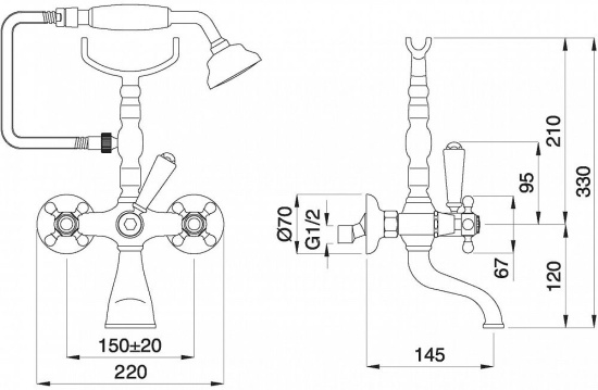 Смеситель для ванны Migliore Revival 19511 золото