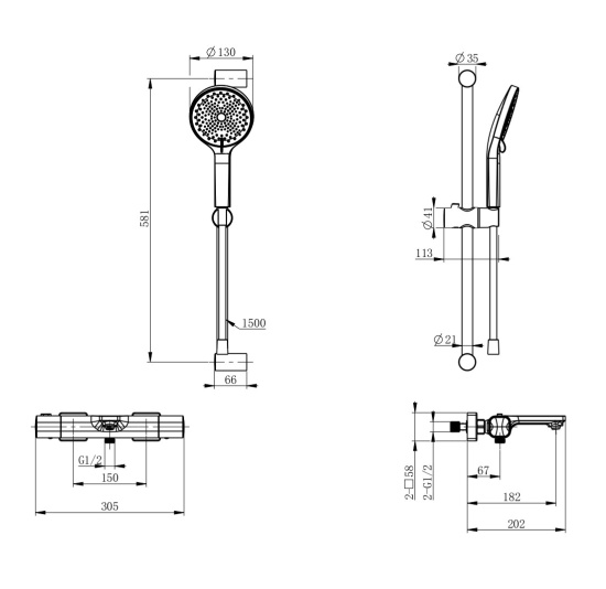 Смеситель для ванны Wonzon & Woghand Solid WW-C2011-A-BG с термостатом