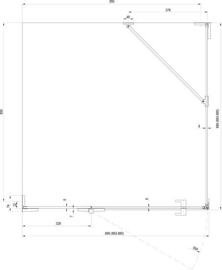 Душевой уголок Ravak BSDPS+B SET 90х90 L Transparent, профиль хром