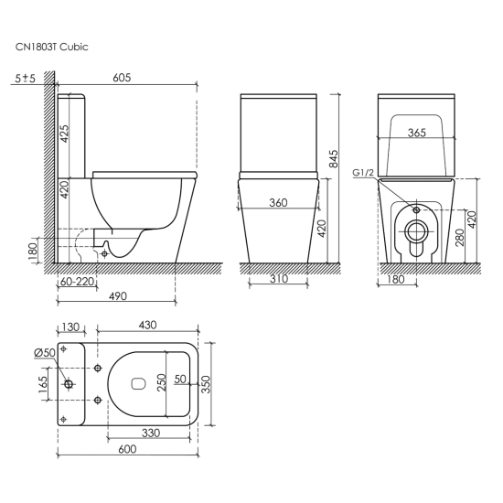 Унитаз-компакт Ceramicanova Cubic CN1803T
