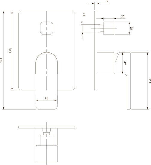 Смеситель для ванны Omnires Baretti BA7835CR с внутренней частью, хром