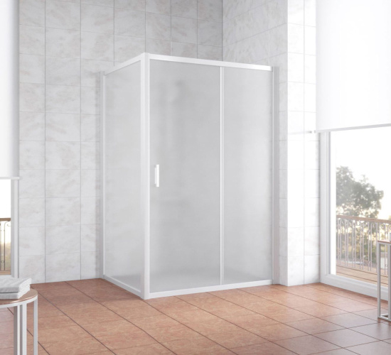 Душевой уголок Vegas Glass ZP+ZPV 130*100 01 10 профиль белый, стекло сатин