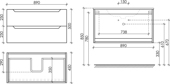 Мебель для ванной Sancos Norma 2.0 90 белый глянец