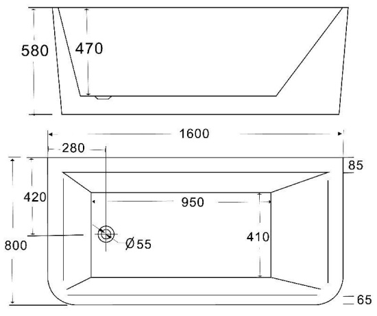 Акриловая ванна BelBagno BB52 160 см