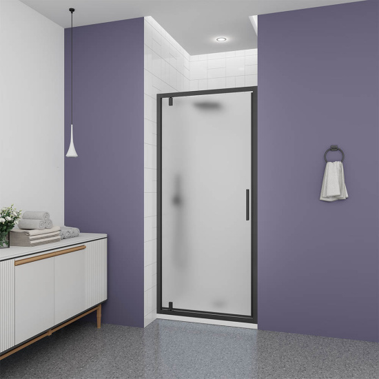 Душевая дверь в нишу Veconi Ottimo P30 B OP30B-90-07-C9, профиль черный матовый, стекло матовое