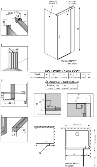 Душевой уголок Radaway Nes Black KDJ II 100x100 R