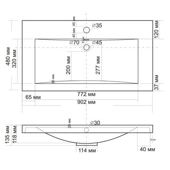 Тумба с раковиной Misty Софт 90 подвесная, белая эмаль