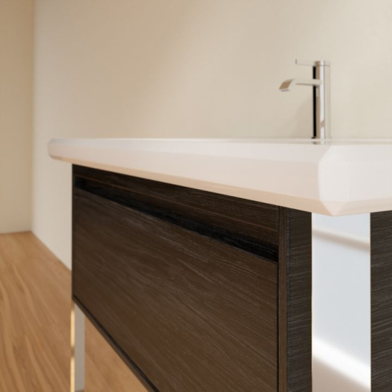 Тумба с раковиной Villeroy & Boch Antheus 100 black ash, с подставкой из глянцевой стали