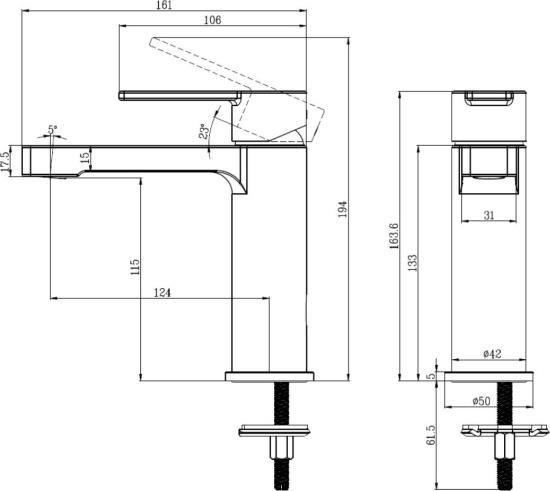 Смеситель для раковины Villeroy & Boch Architectura TVW10300400061