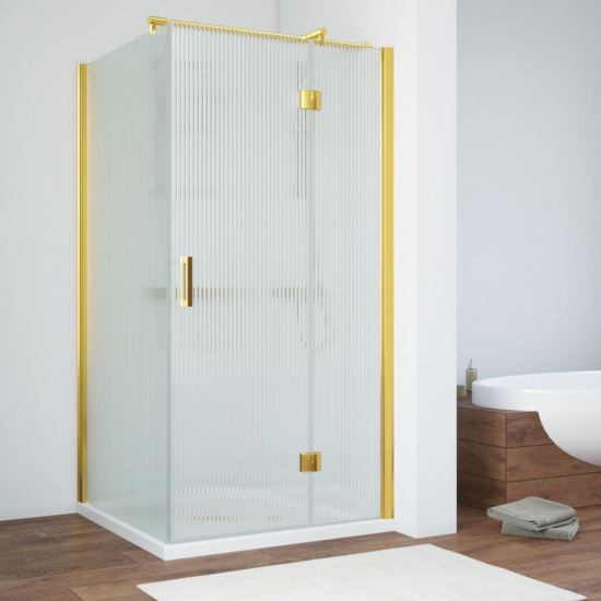 Душевой уголок Vegas Glass AFP-Fis NOVO 100*90 03 Moru R профиль золото матовое, стекло Moru