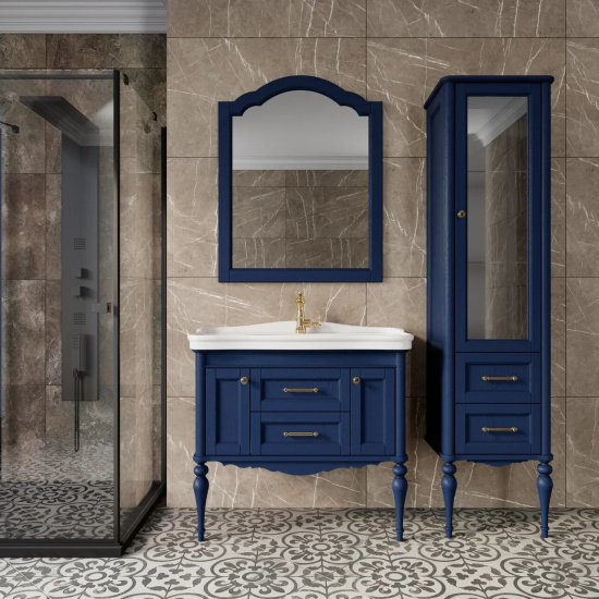 Пенал ValenHouse Эстетика 40 R синий, фурнитура золото